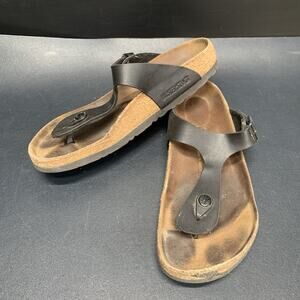 Birkenstock Gizeh Women's Sz US 7 EU 38 Black Thong Leather Sandals shoes